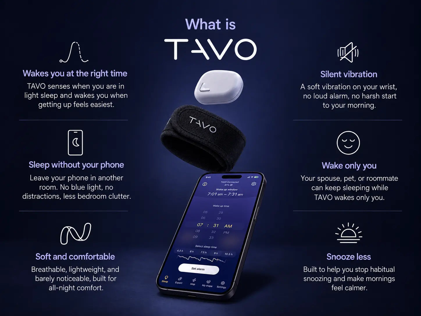 TAVO V2 - Smart | Silent | Next-Gen Alarm Clock